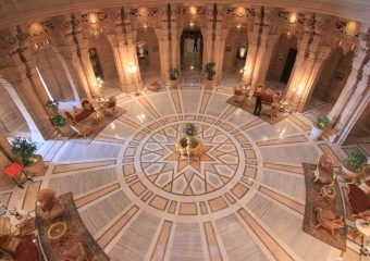 Central Hall of Umaid Bhawan Palace in Jodhpur in Rajasthan in India