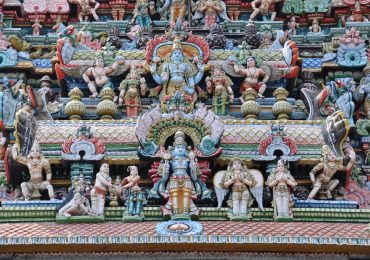 Colourful sculptures of Hindu Gods and gooddess on walls - Sri Rangaswamy Temple - Trichy - Tiruchirapallai - Tamilnadu - South India