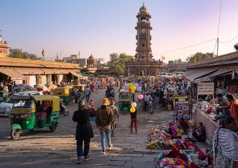 Famoous Sardar Market and Clock Tower in Jodhpur in Rajasthan in India