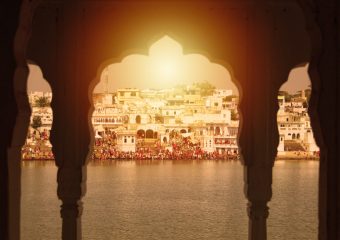 Puskar Lake and Temples during Sun rise in Pushkar