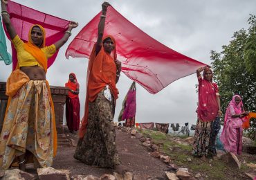 Rajasthani Women drying the sari air