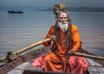 Holy man - Hindu sadhu- brahamin - yogi - boat ride - Varanasi - north India