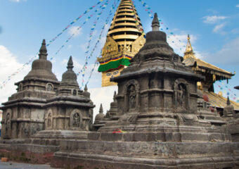 Swaymbhunath tempel along with many small tempels - monkey temple - Kathmandu - Nepal